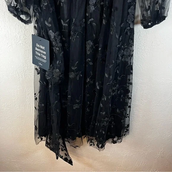 Lulu's Darling Charisma Black Mesh Embroidered Midi Dress - Picture 13 of 15